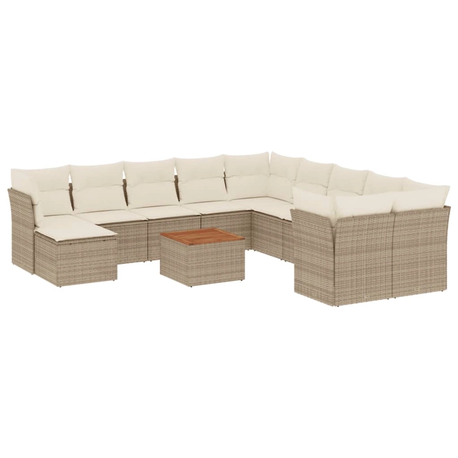 vidaXL 12-Tlg Garten-Sofagarnitur mit Kissen Beige Poly Rattan 3223979 günstig online kaufen