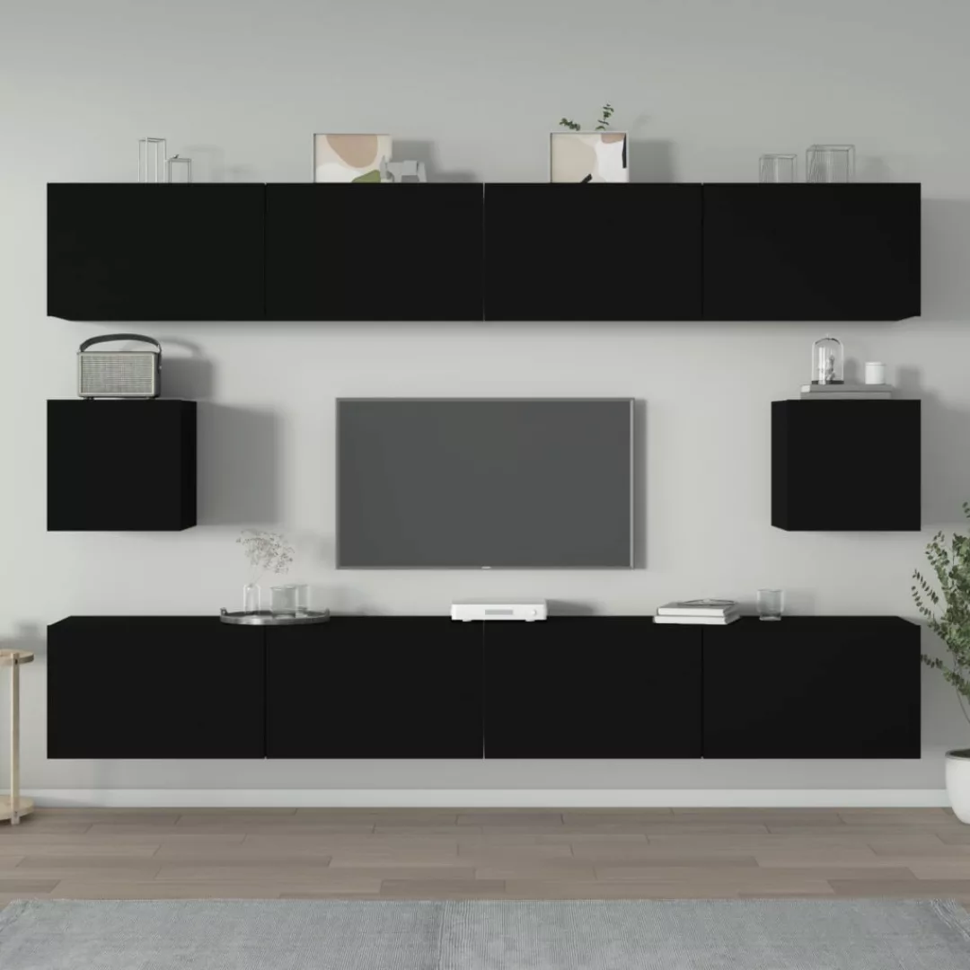 Vidaxl 6-tlg. Tv-schrank-set Schwarz Holzwerkstoff günstig online kaufen