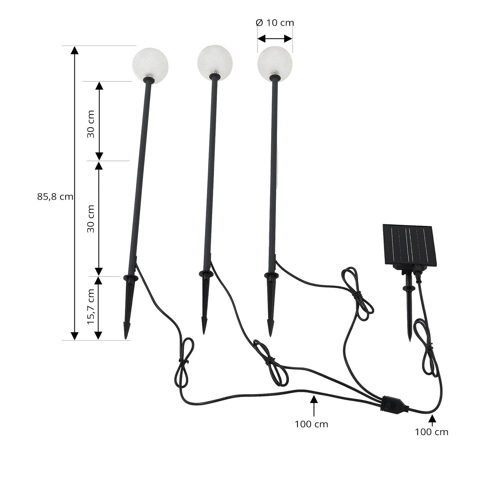 Lindby LED-Solarleuchte Brindley, 3er-Set, schwarz, Glas günstig online kaufen