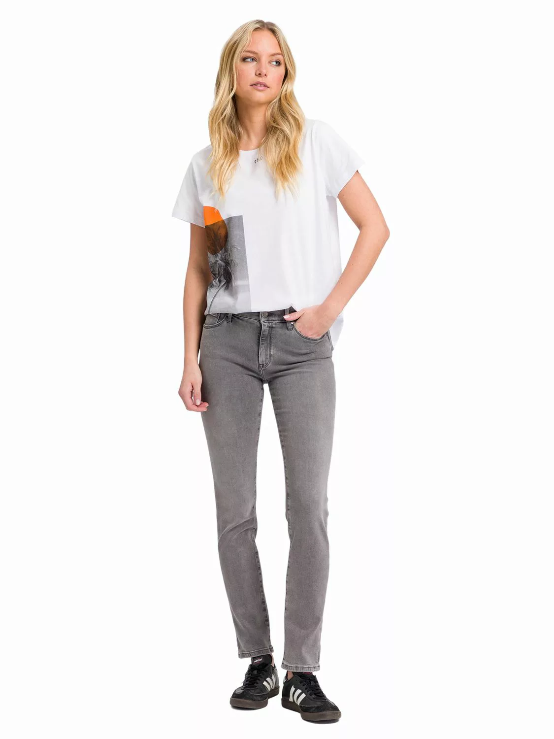 Cross Jeans Damen Jeans ANYA - Slim Fit - Grau - Grey günstig online kaufen