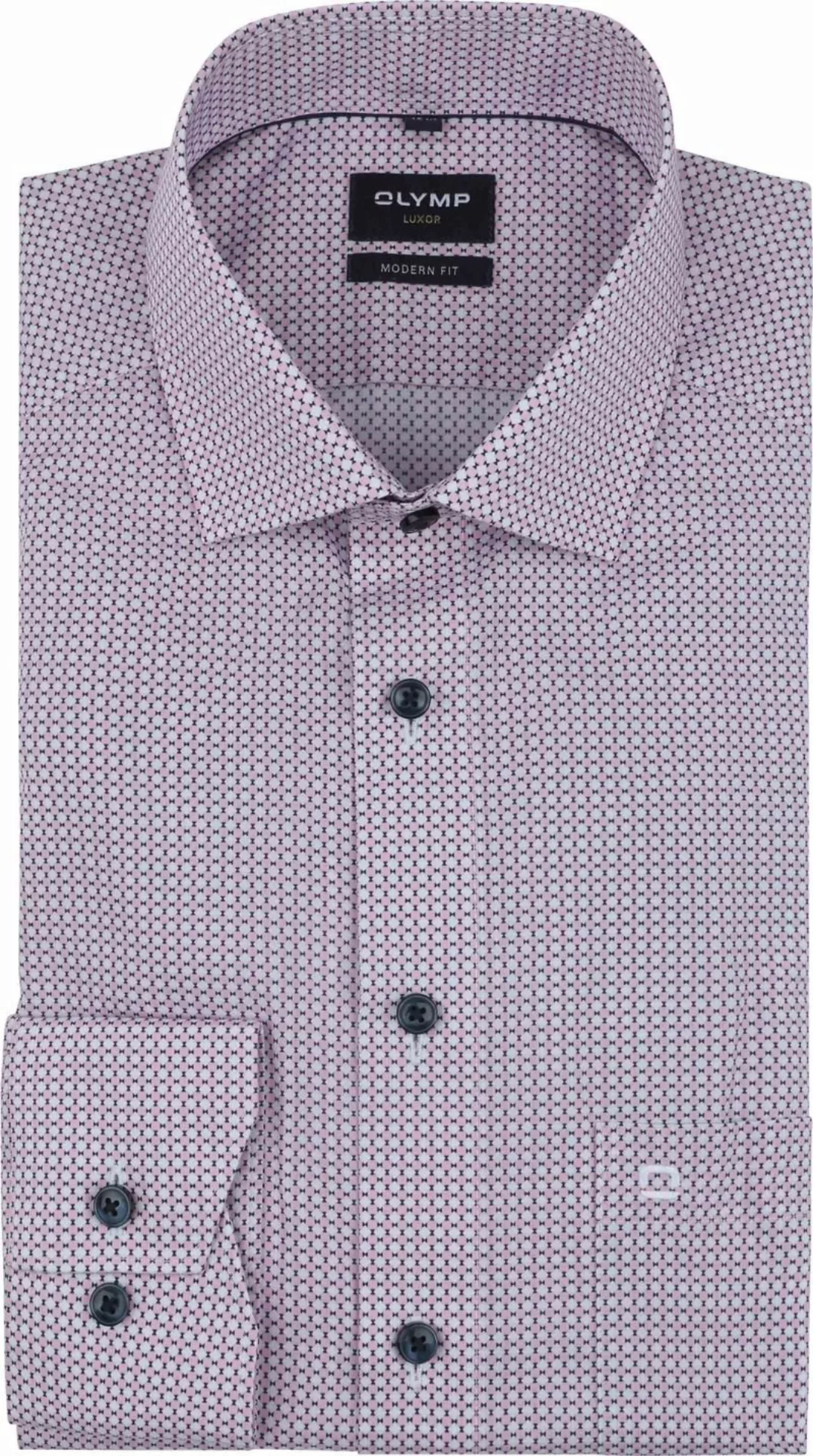 OLYMP Luxor Hemd Extra Long Sleeves Druck Rosa - Größe 43 günstig online kaufen