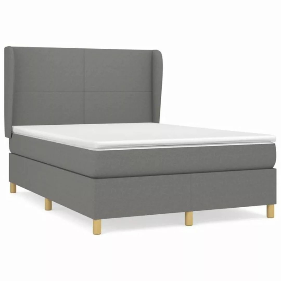 vidaXL Bettgestell Boxspringbett mit Matratze Dunkelgrau 140x190 cm Stoff B günstig online kaufen