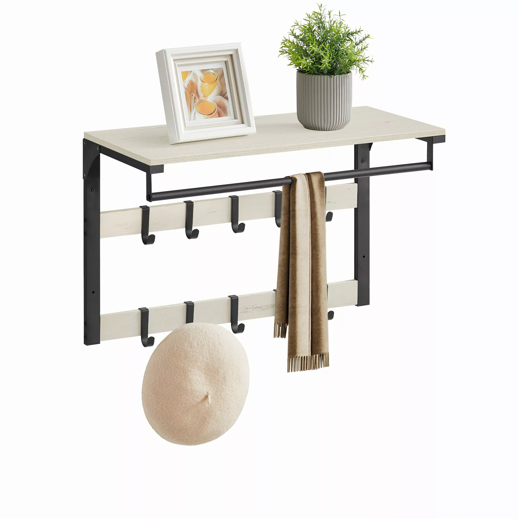 VASAGLE Wandgarderobe, mit Ablage, Wandregal mit günstig online kaufen