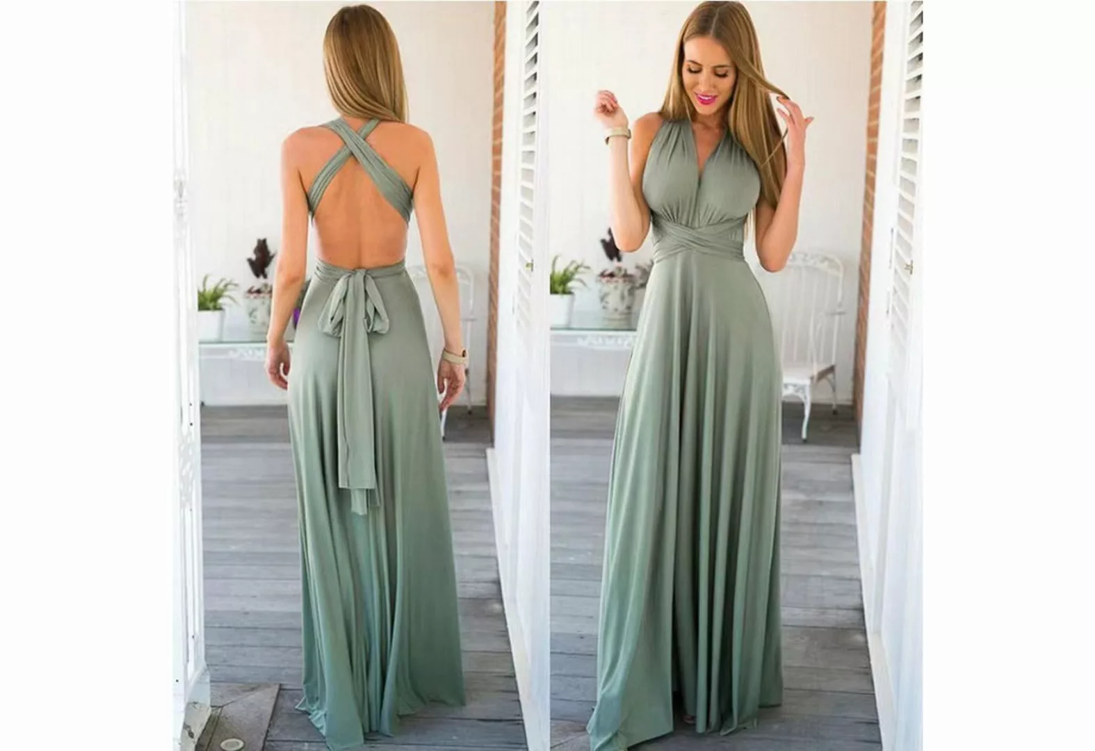 FIDDY Maxikleid Sommerkleider – Sommerkleider mit V-Ausschnitt – Abendkleid günstig online kaufen