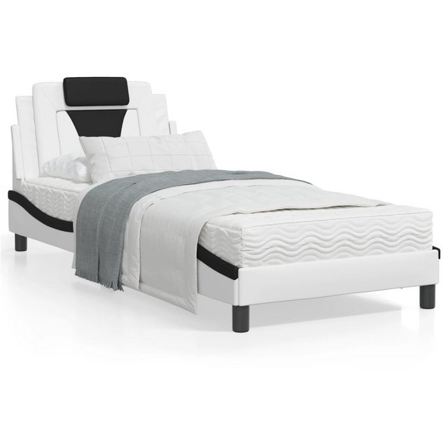 vidaXL Bett Bettgestell mit LED Weiß und Schwarz 80x200 cm Kunstleder günstig online kaufen