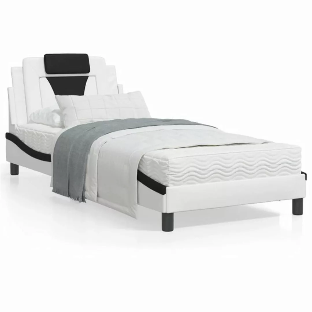 vidaXL Bett Bettgestell mit LED Weiß und Schwarz 80x200 cm Kunstleder günstig online kaufen