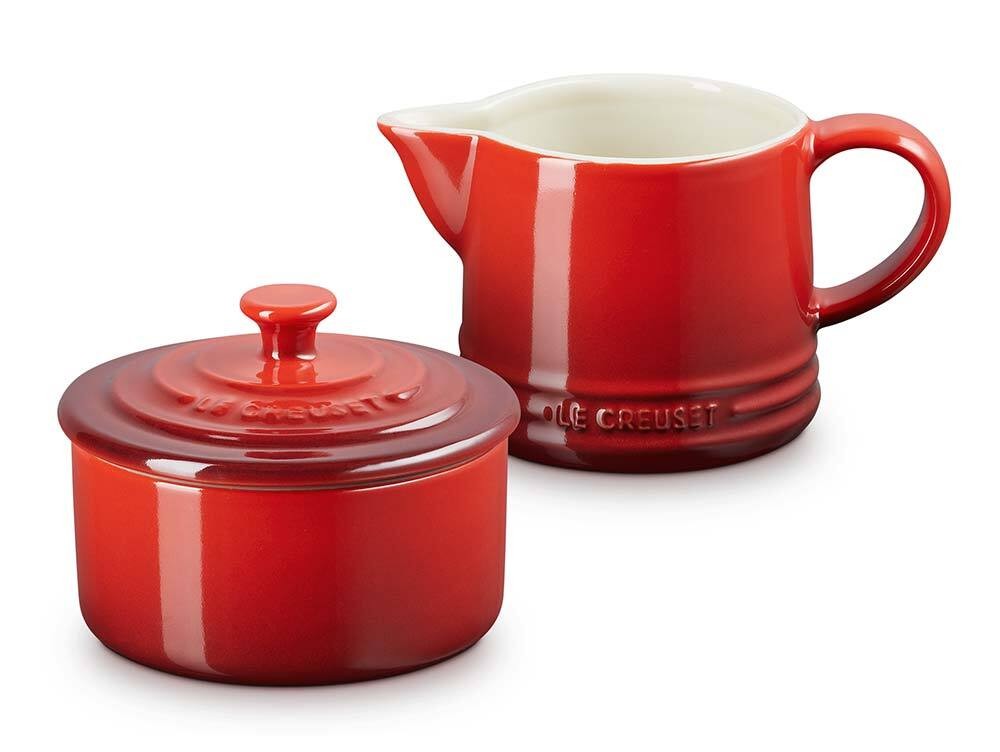 Le Creuset Zucker und Milch Set Steinzeug Kirschrot günstig online kaufen