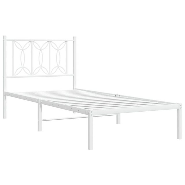 vidaXL Bett Bettgestell mit Kopfteil Metall Weiß 75x190 cm günstig online kaufen