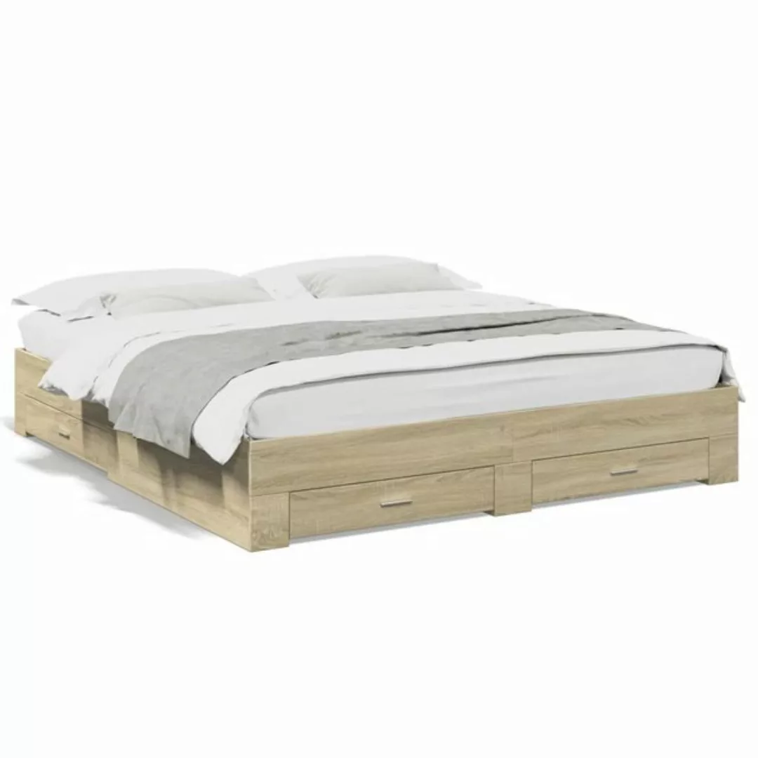 vidaXL Bett Bettgestell mit Schubladen Sonoma-Eiche 180x200cm Holzwerkstoff günstig online kaufen