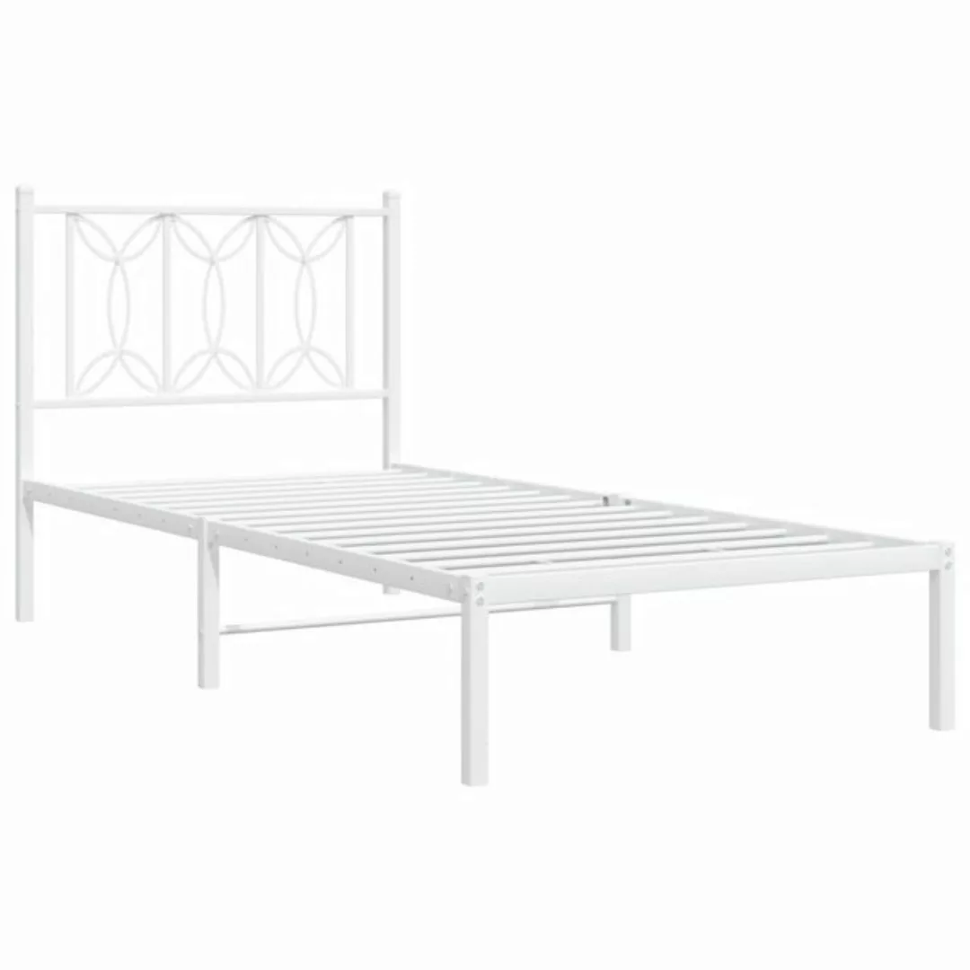 vidaXL Bett Metallbett ohne Matratze mit Kopfteil Weiß 75x190 cm günstig online kaufen