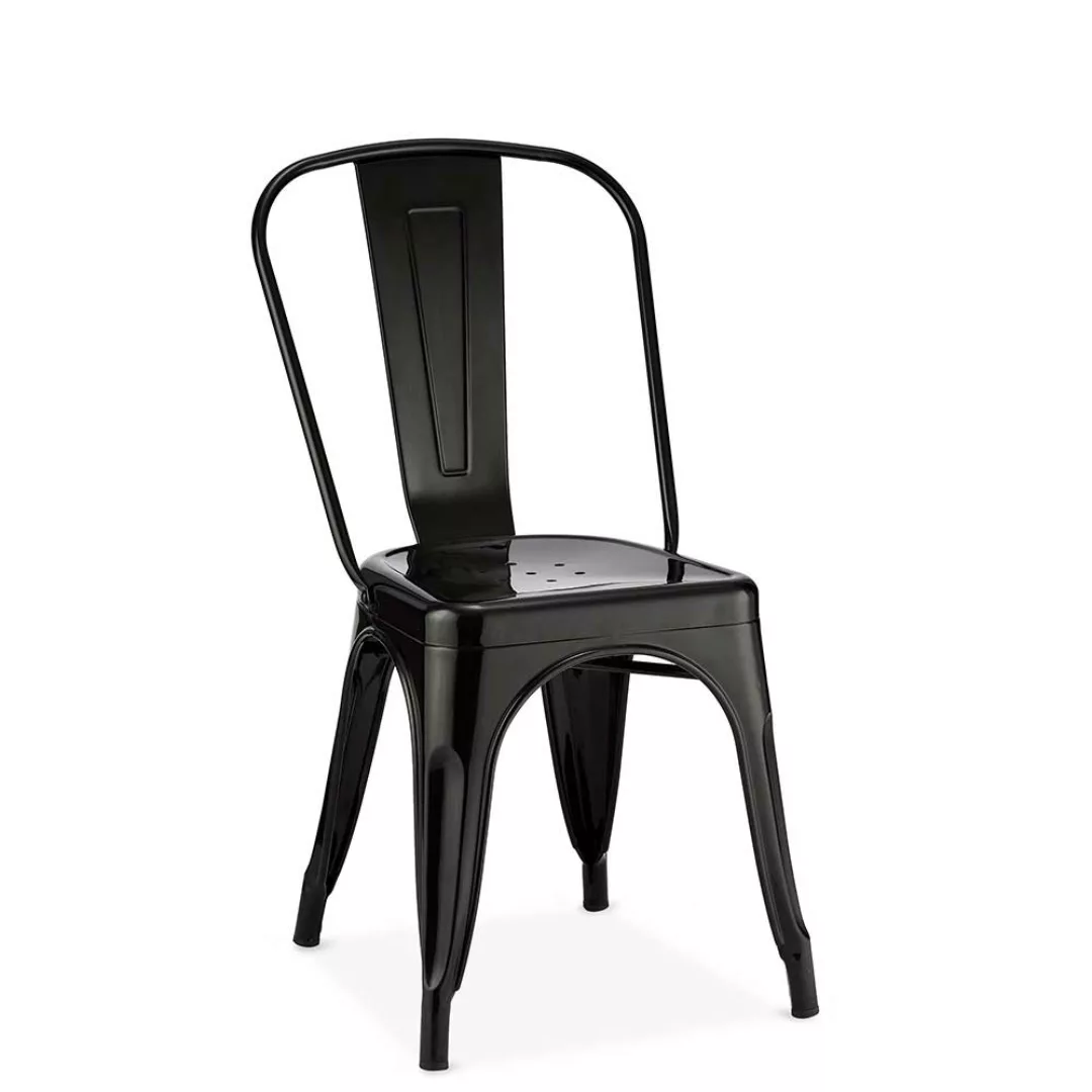 Industriedesign Stühle aus Stahl Schwarz (4er Set) günstig online kaufen