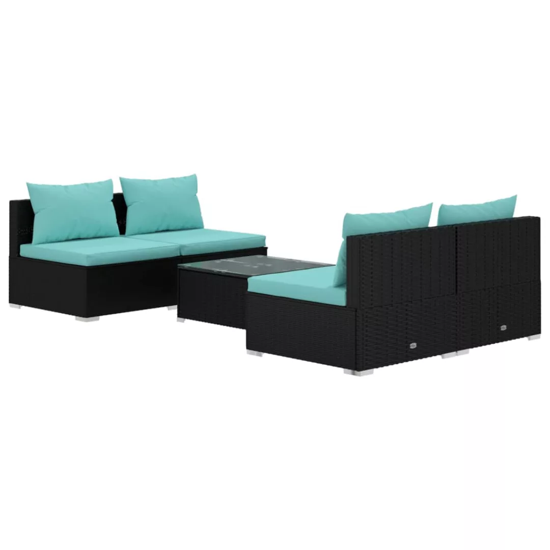 Vidaxl 5-tlg. Garten-lounge-set Mit Kissen Poly Rattan Schwarz günstig online kaufen