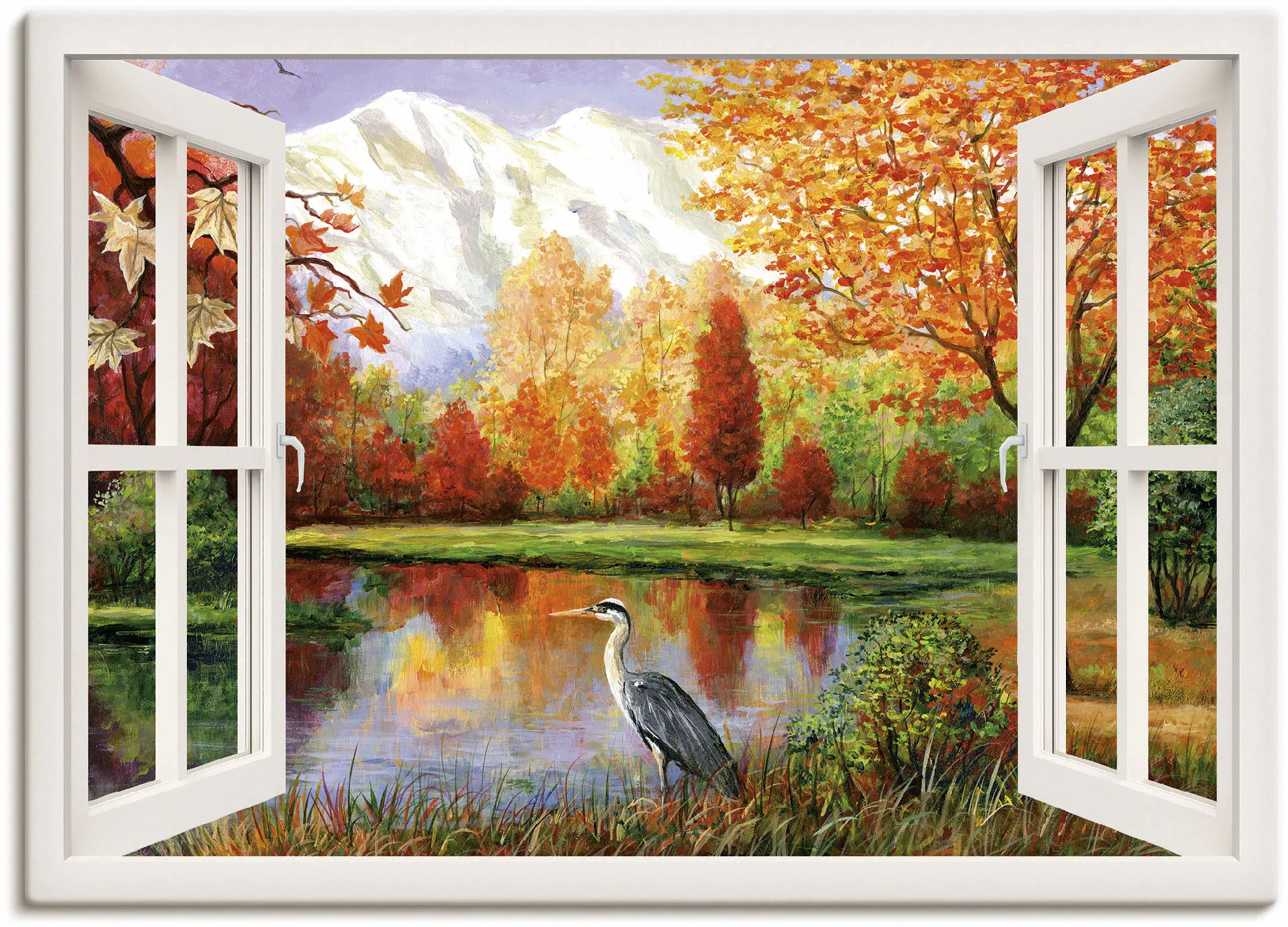 Artland Wandbild "Herbst am See", Fensterblick, (1 St.) günstig online kaufen