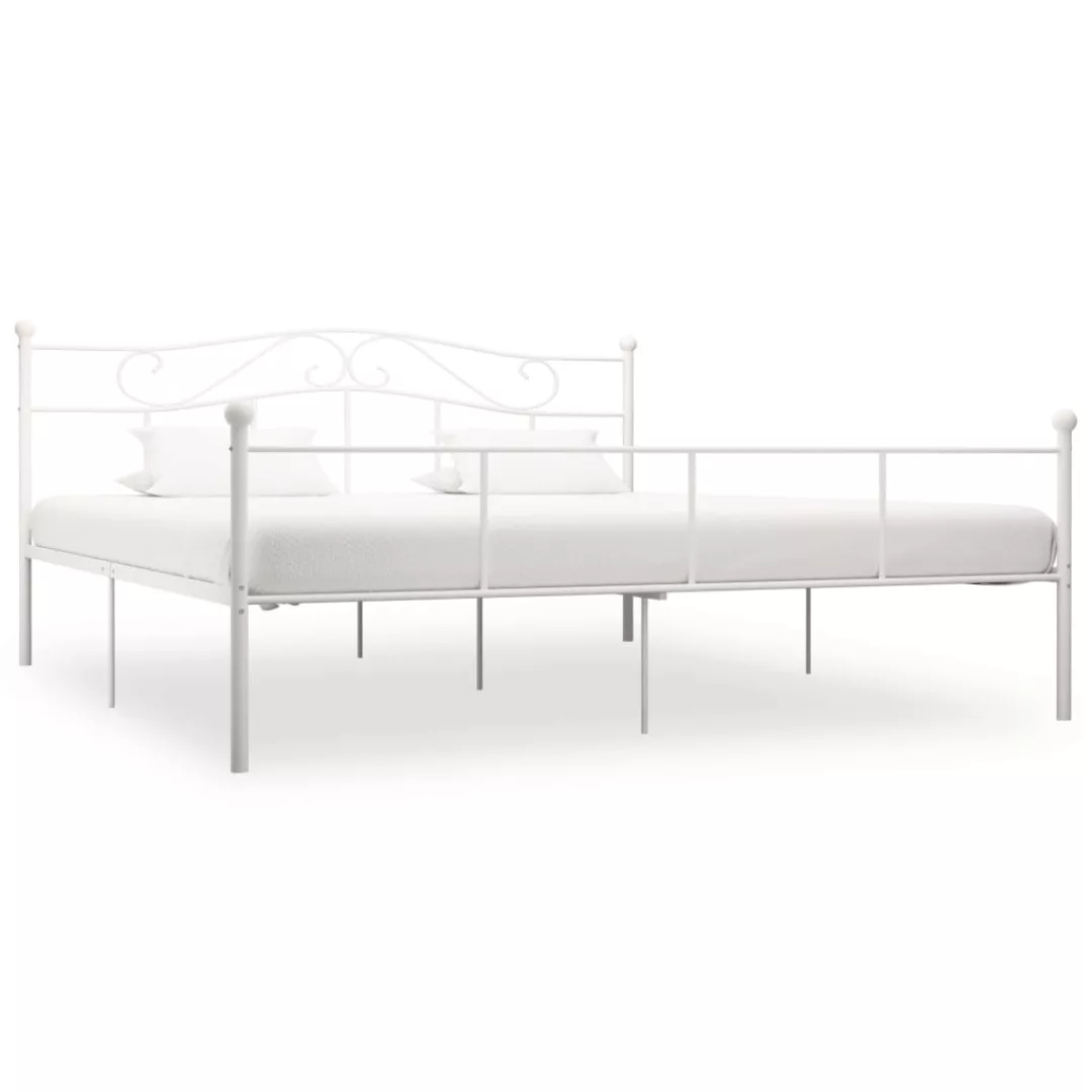 vidaXL Bettgestell Bettgestell Weiß Metall 180200 cm Bett Bettrahmen Bettge günstig online kaufen