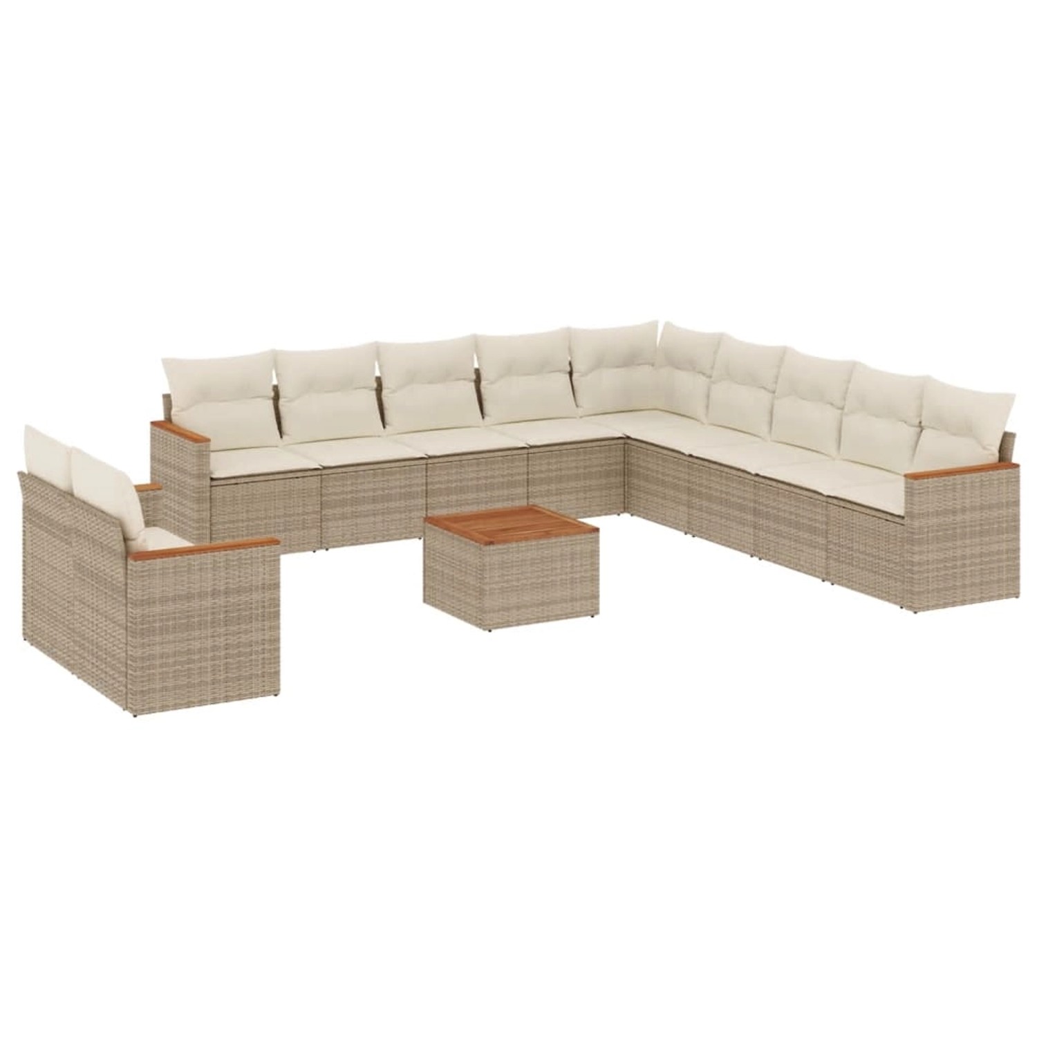 vidaXL 12-Tlg Garten-Sofagarnitur mit Kissen Beige Poly Rattan 3258537 günstig online kaufen