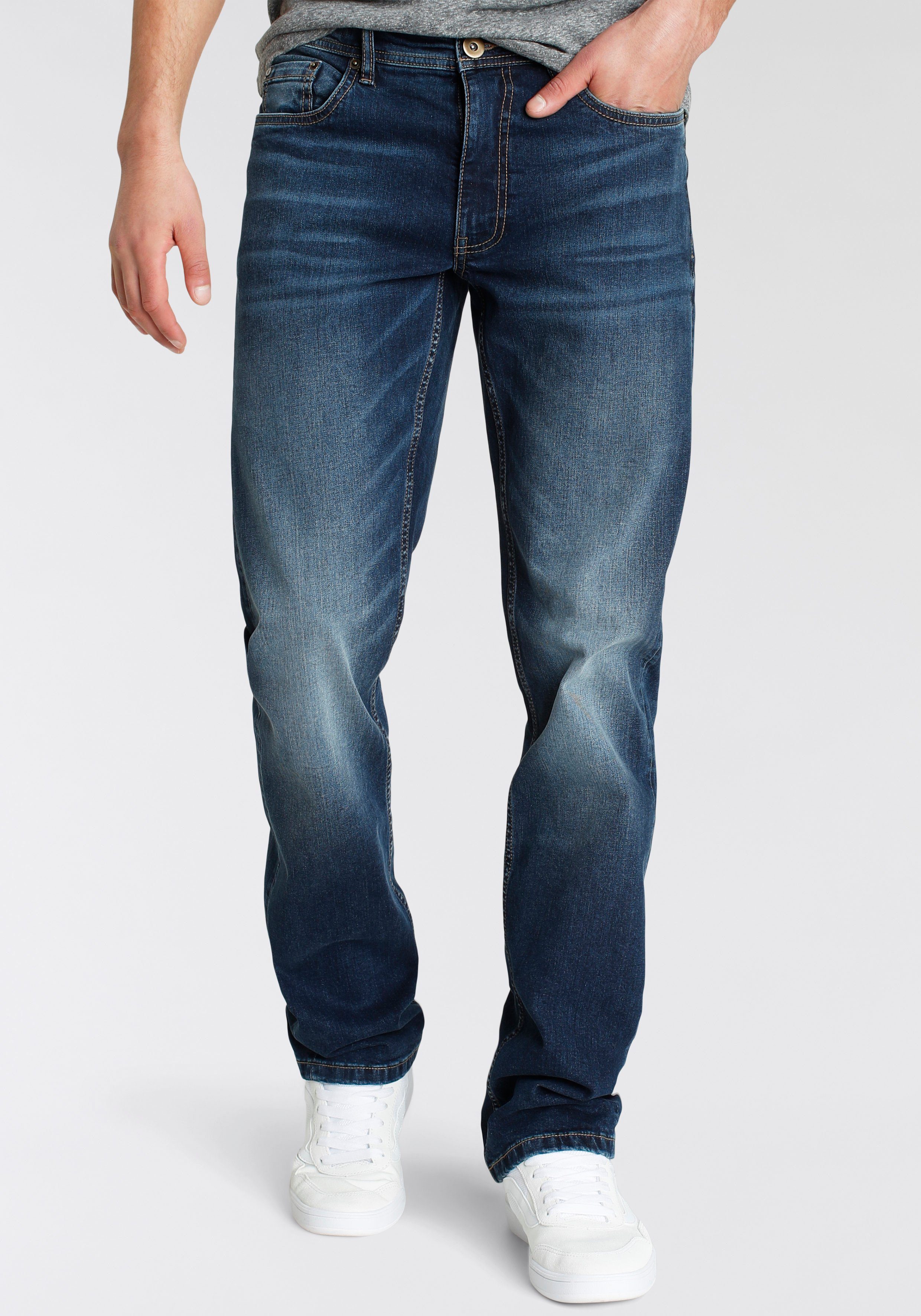 AJC Straight-Jeans, gerade geschnitten, Used-Look-Waschung, niedrige Leibhö günstig online kaufen