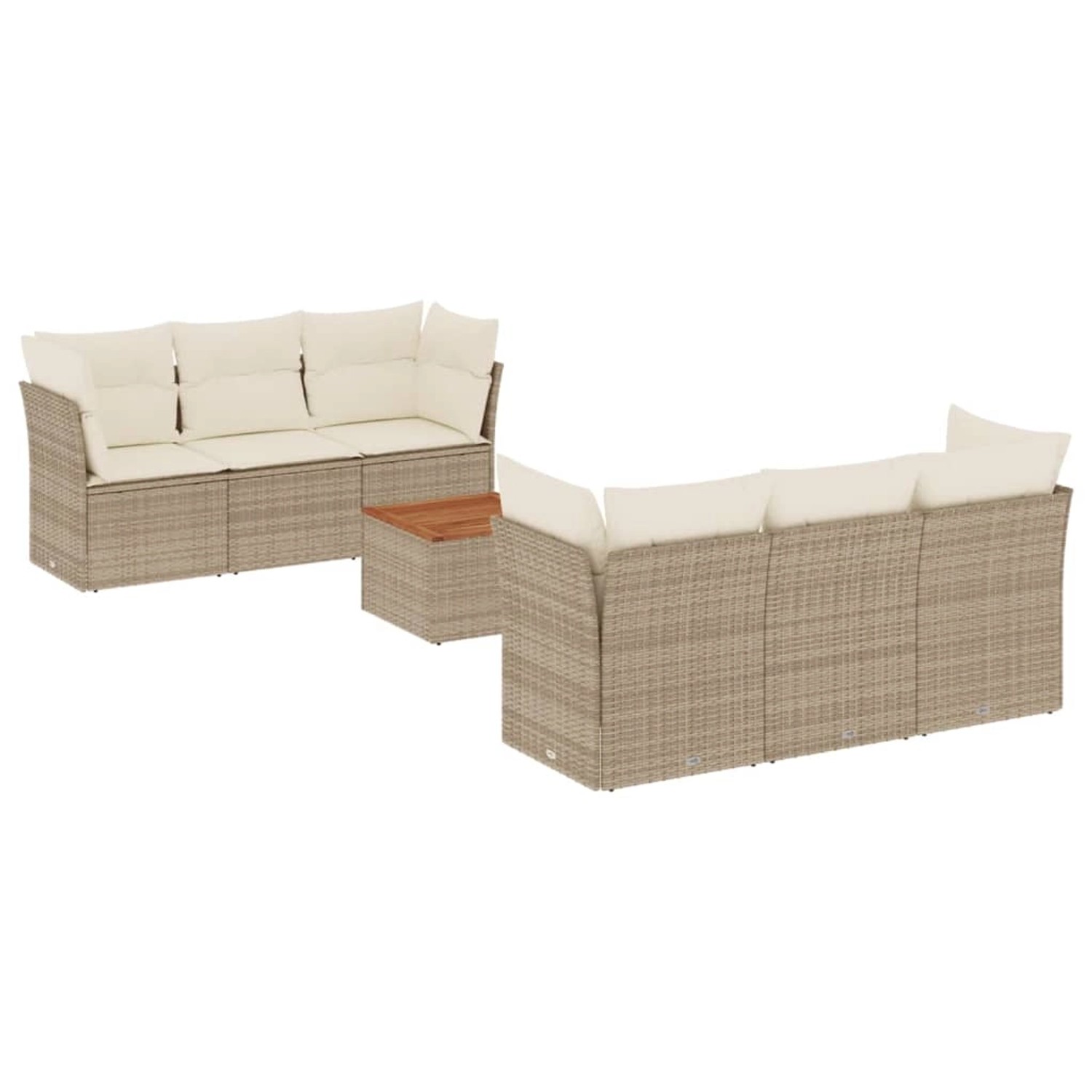 vidaXL 7-Tlg Garten-Sofagarnitur mit Kissen Beige Poly Rattan 3223489 günstig online kaufen