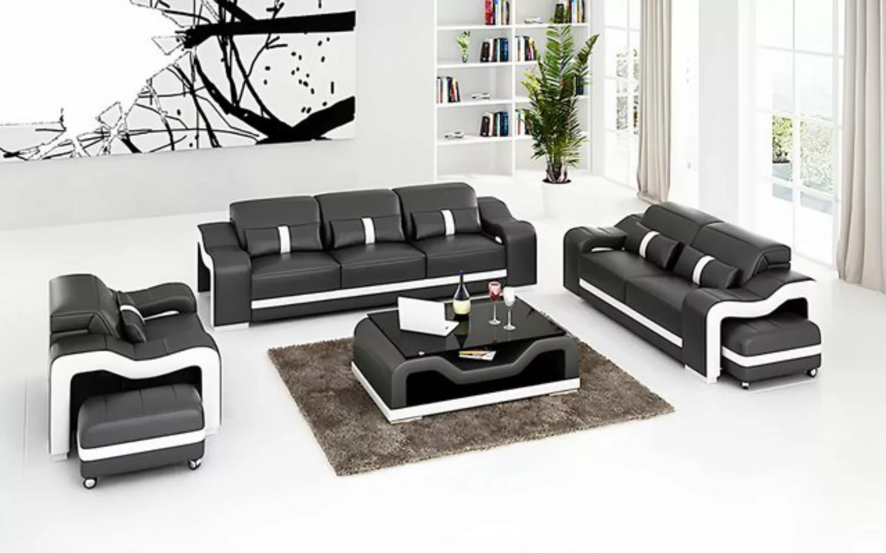 Xlmoebel Sofa Neues Designer-Sofa aus Leder für 3-2-1 Sitzplätze, modernes, günstig online kaufen