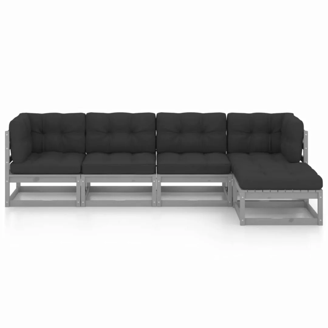 5-tlg. Garten-lounge-set Mit Kissen Kiefer Massivholz günstig online kaufen