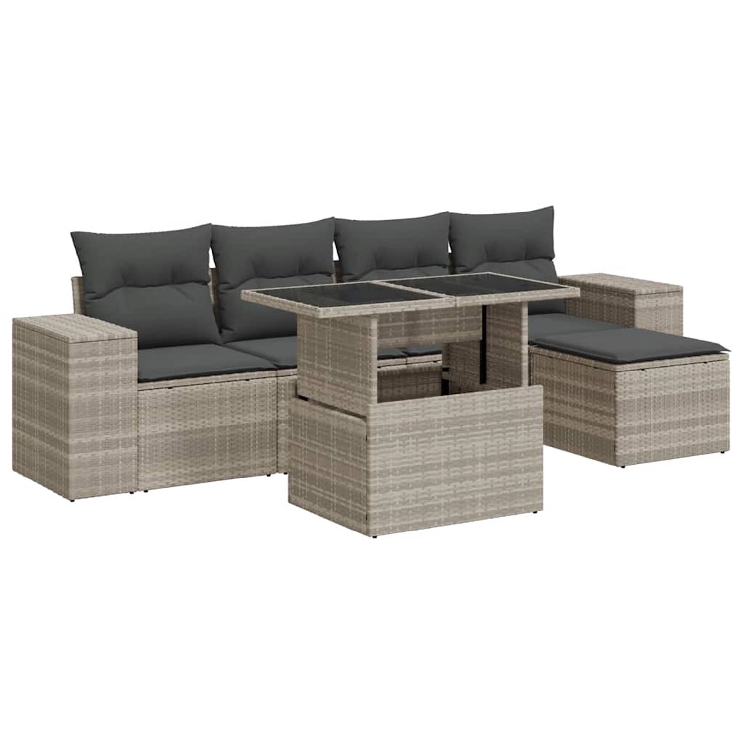 vidaXL 6-Tlg Garten-Sofagarnitur mit Kissen Hellgrau Poly Rattan 3326783 günstig online kaufen