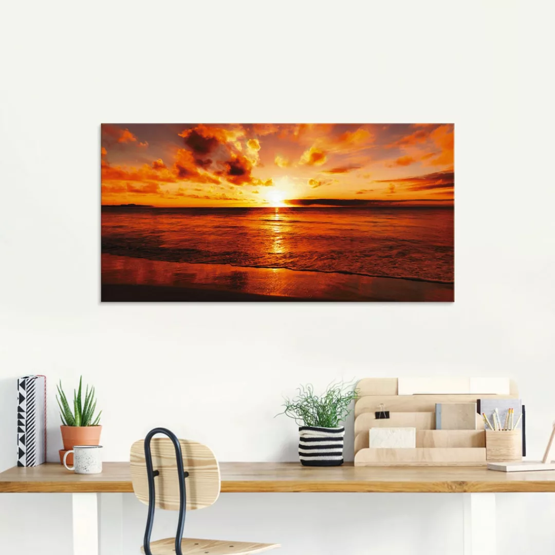 Artland Glasbild "Schöner Sonnenuntergang Strand", Gewässer, (1 St.), in ve günstig online kaufen