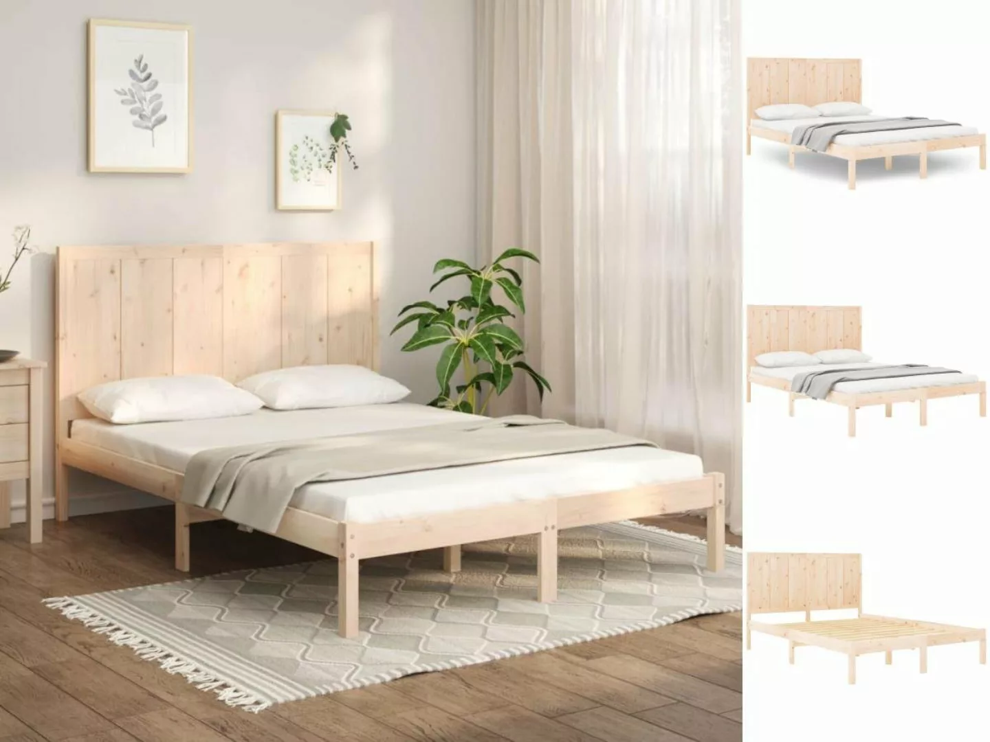 vidaXL Bettgestell Massivholzbett Kiefer 160x200 cm Bett Bettgestell Doppel günstig online kaufen