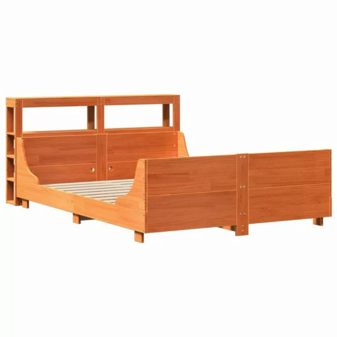 vidaXL Bett Massivholzbett ohne Matratze Wachsbraun 120x200 cm Kiefernholz günstig online kaufen