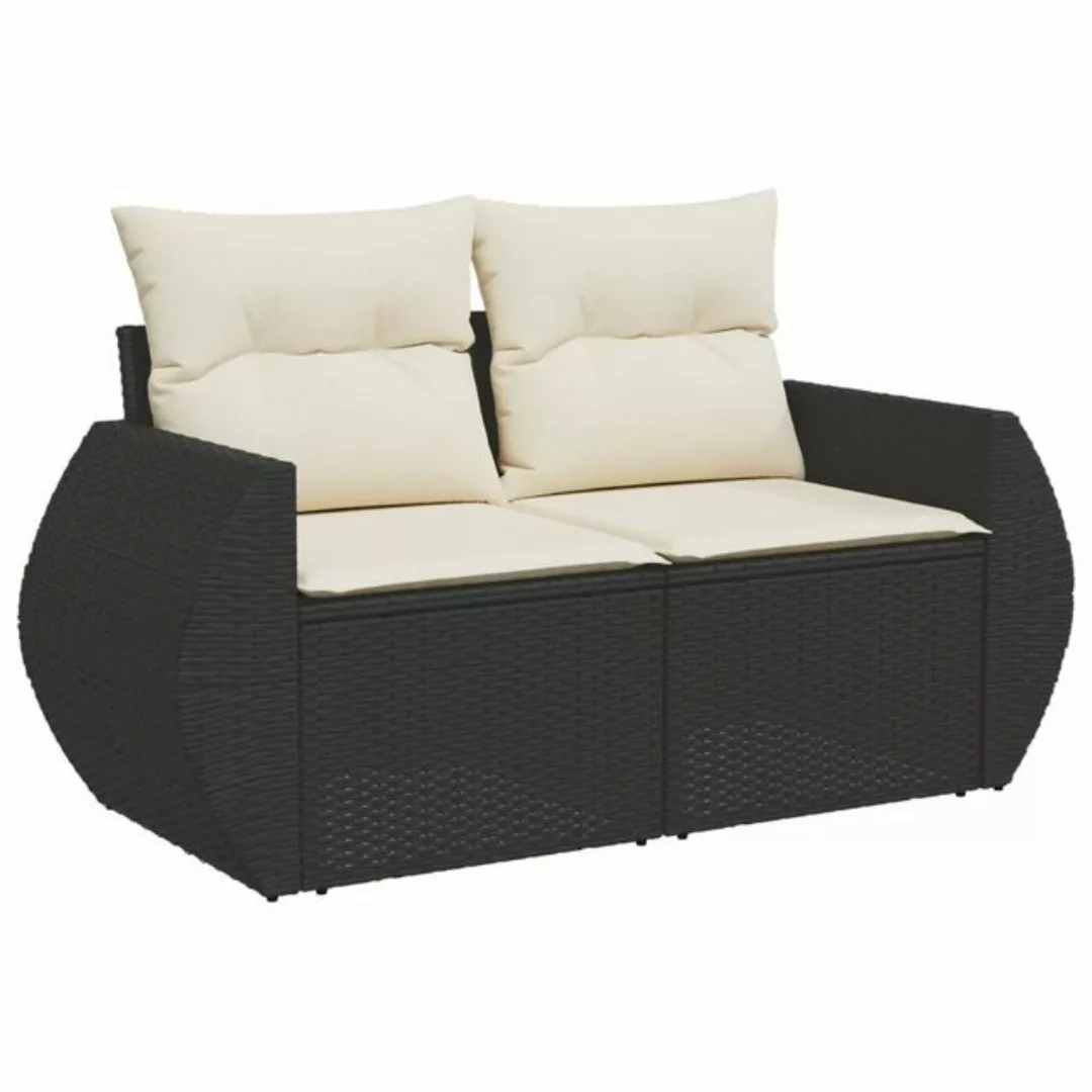 vidaXL Loungesofa Gartensofa mit Kissen 2-Sitzer Schwarz Poly Rattan günstig online kaufen