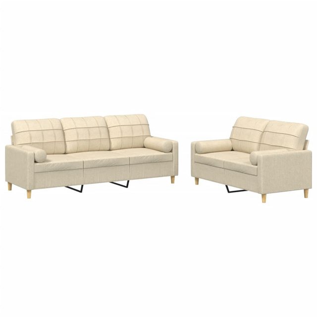 vidaXL Sofa Sofagarnitur mit Kissen Stoff, mit Zierkissen, Creme günstig online kaufen