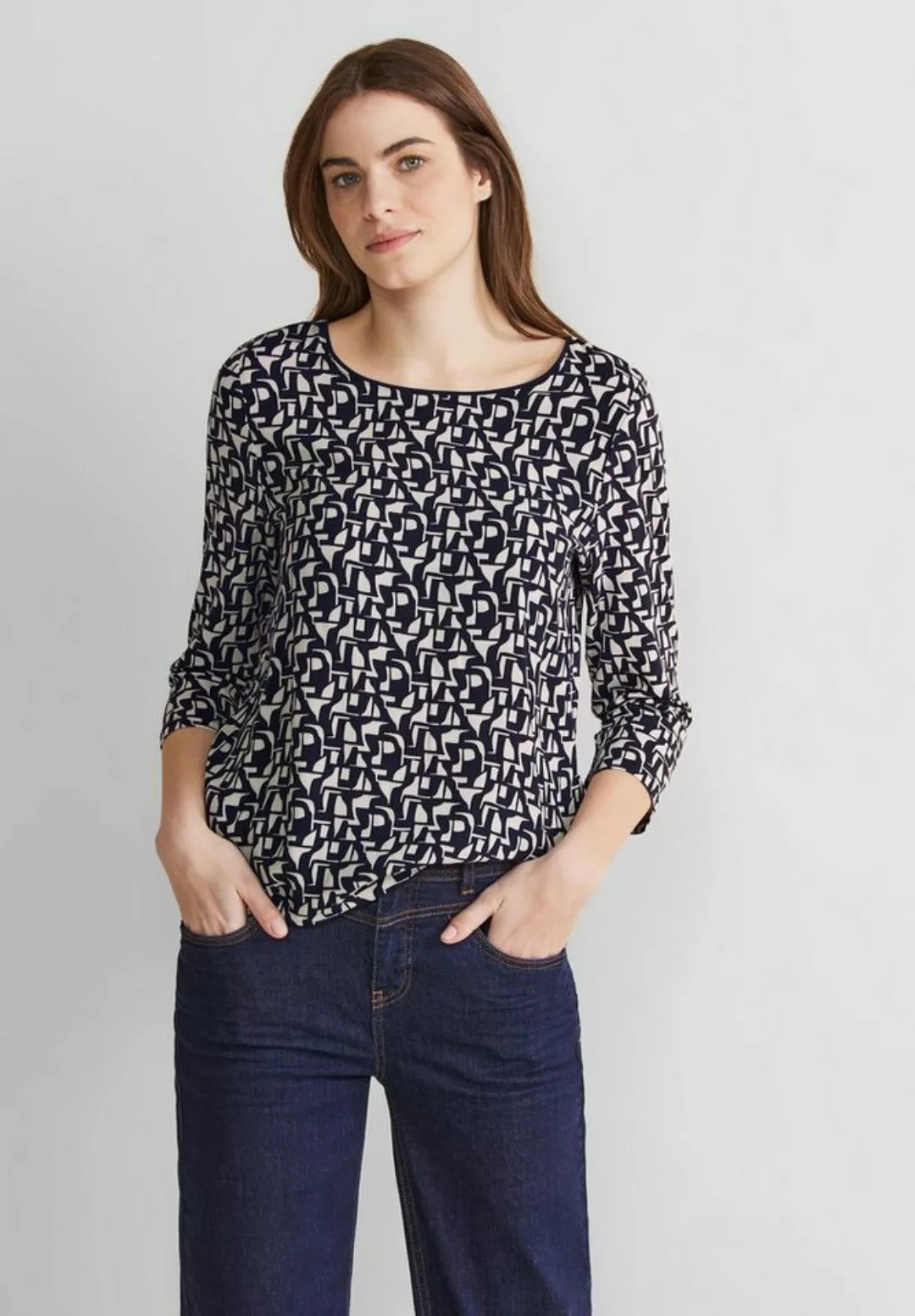 STREET ONE 3/4-Arm-Shirt mit Allover-Muster günstig online kaufen