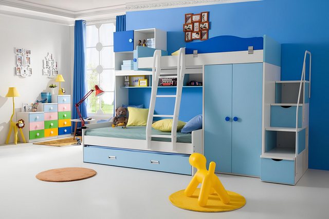 JVmoebel Bett Betten Hochbett Echtes Holz Kinder & Jugend Zimmer New Doppel günstig online kaufen