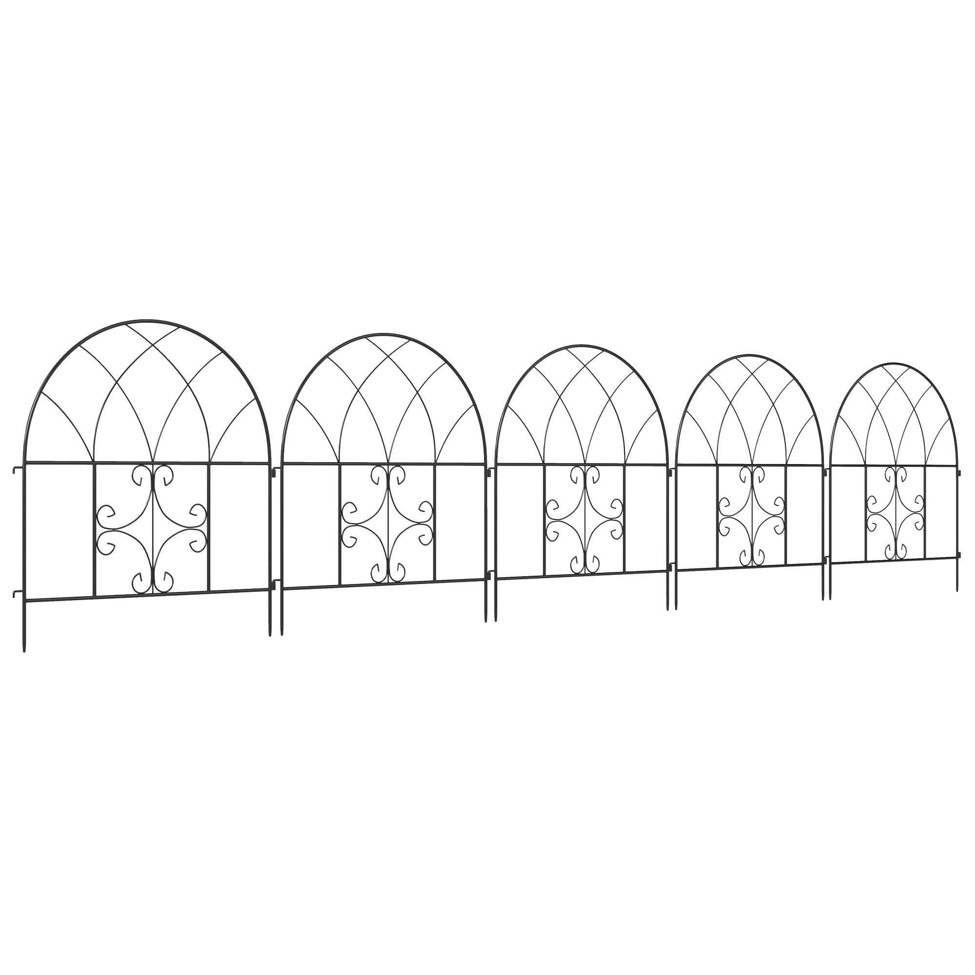 Outsunny Gartenzaun Zaun Stahl 300 cm x 70 cm hoch Dekorativer Gitterzaun S günstig online kaufen