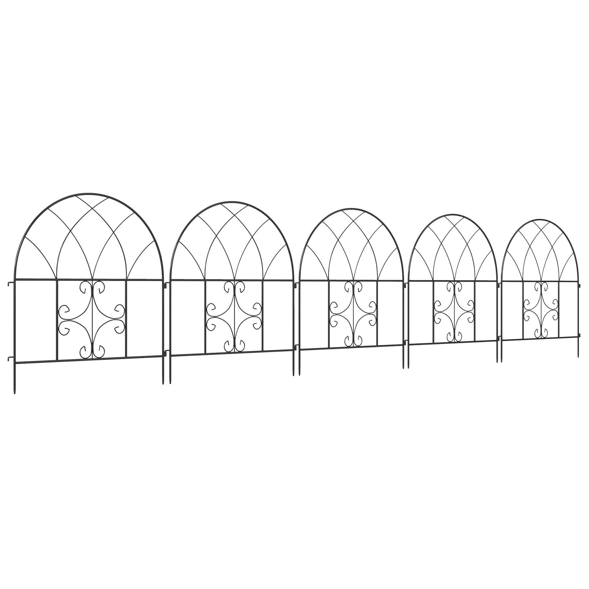 Outsunny Gartenzaun Zaun Stahl 300 cm x 70 cm hoch Dekorativer Gitterzaun S günstig online kaufen