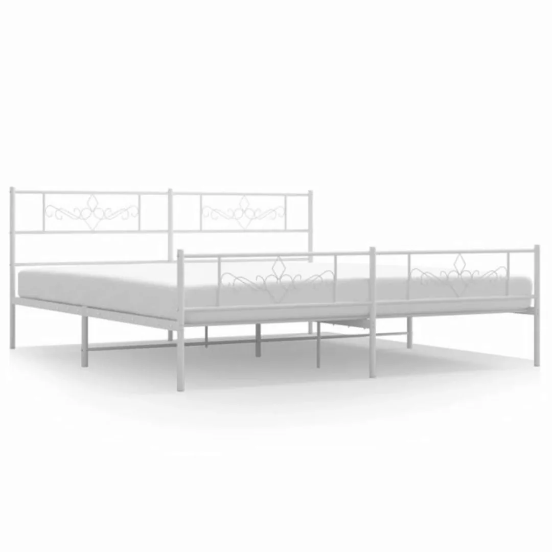 furnicato Bett Bettgestell mit Kopf- und Fußteil Metall Weiß 180x200 cm günstig online kaufen