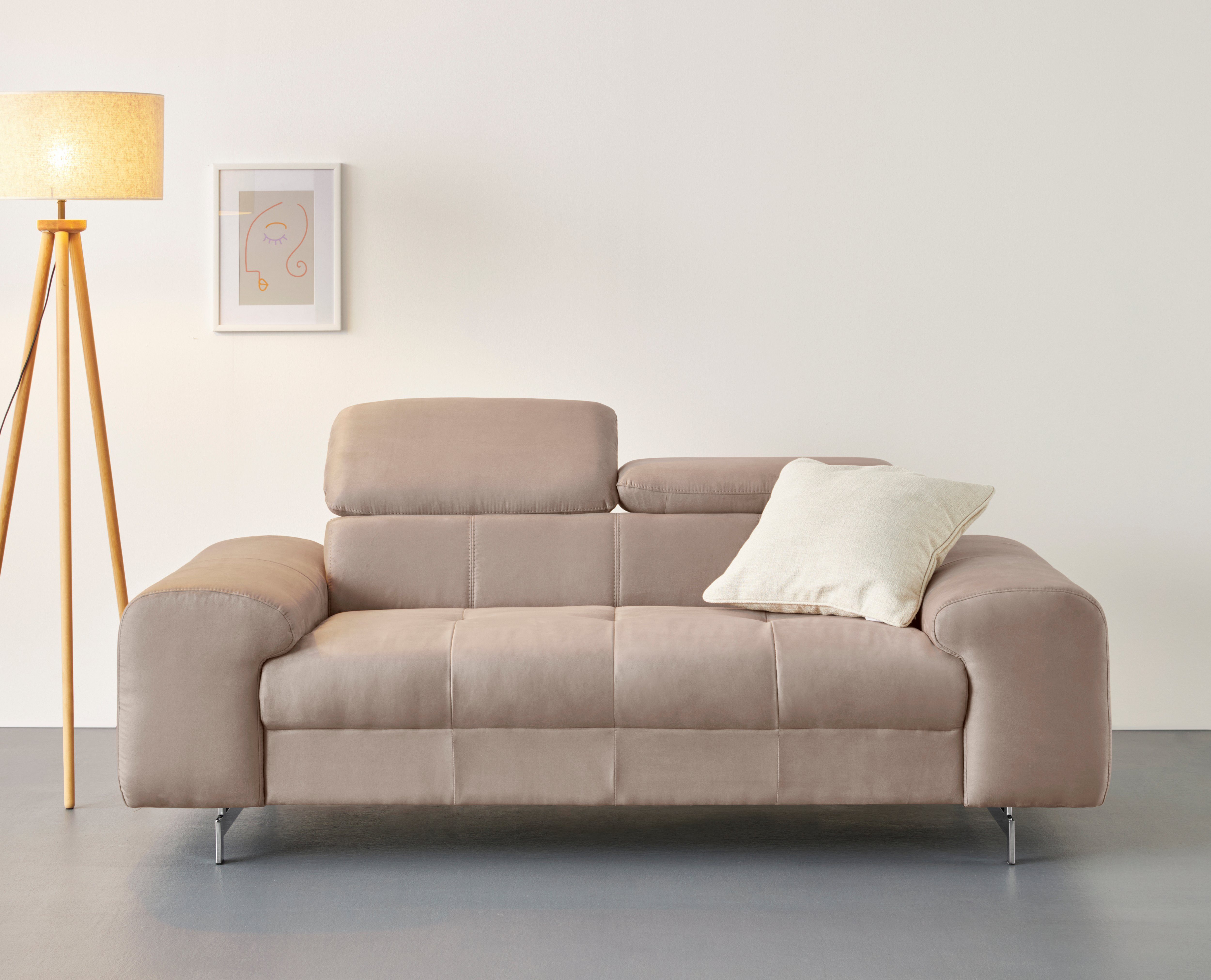 COTTA 2-Sitzer "Chef", Big-Sofa mit Kopfteilverstellung, edle Metallkufen günstig online kaufen