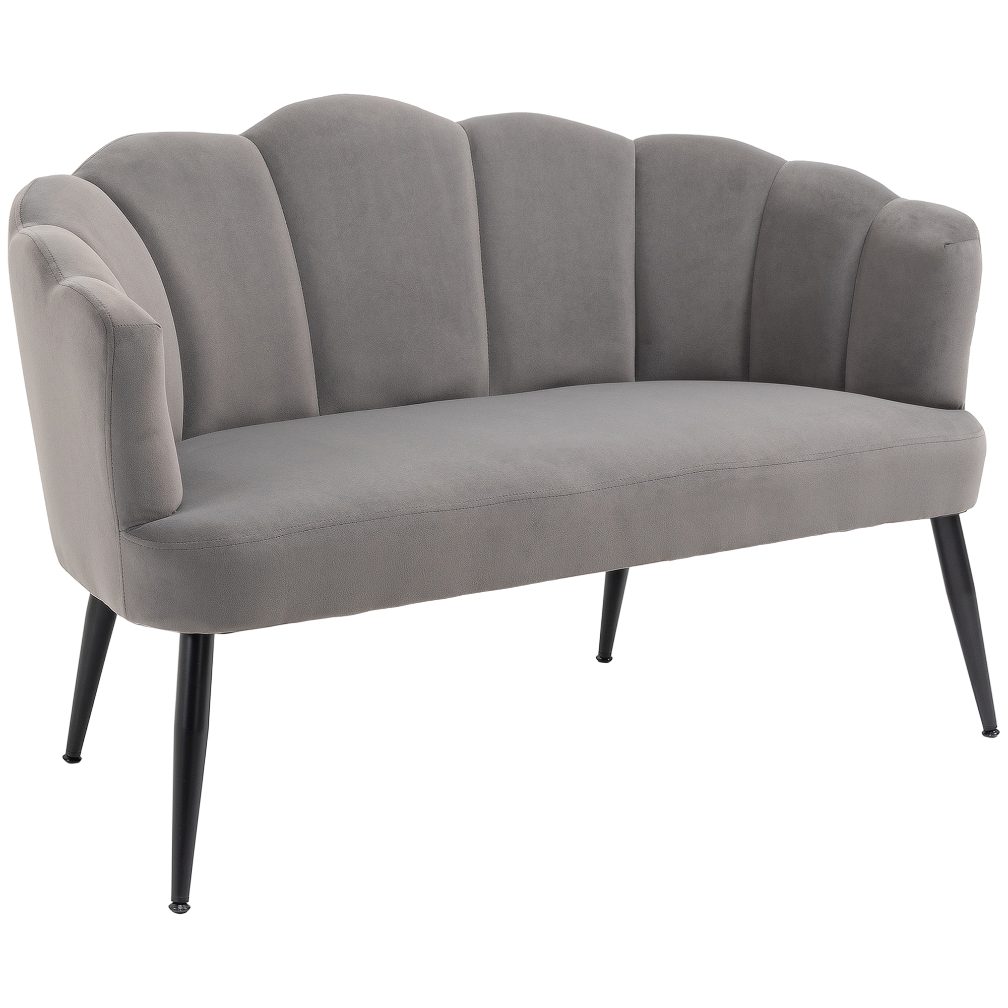 HOMCOM Sofa 2 Sitzer 132 cm Couch mit Armlehne, Muschelartige Rückenlehne, günstig online kaufen