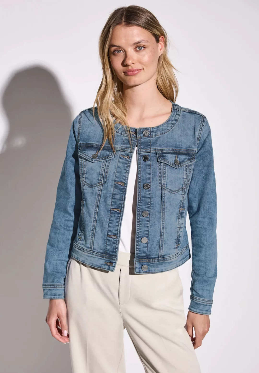 STREET ONE Jeansjacke, ohne Kapuze, mit Rundhalsausschnitt günstig online kaufen