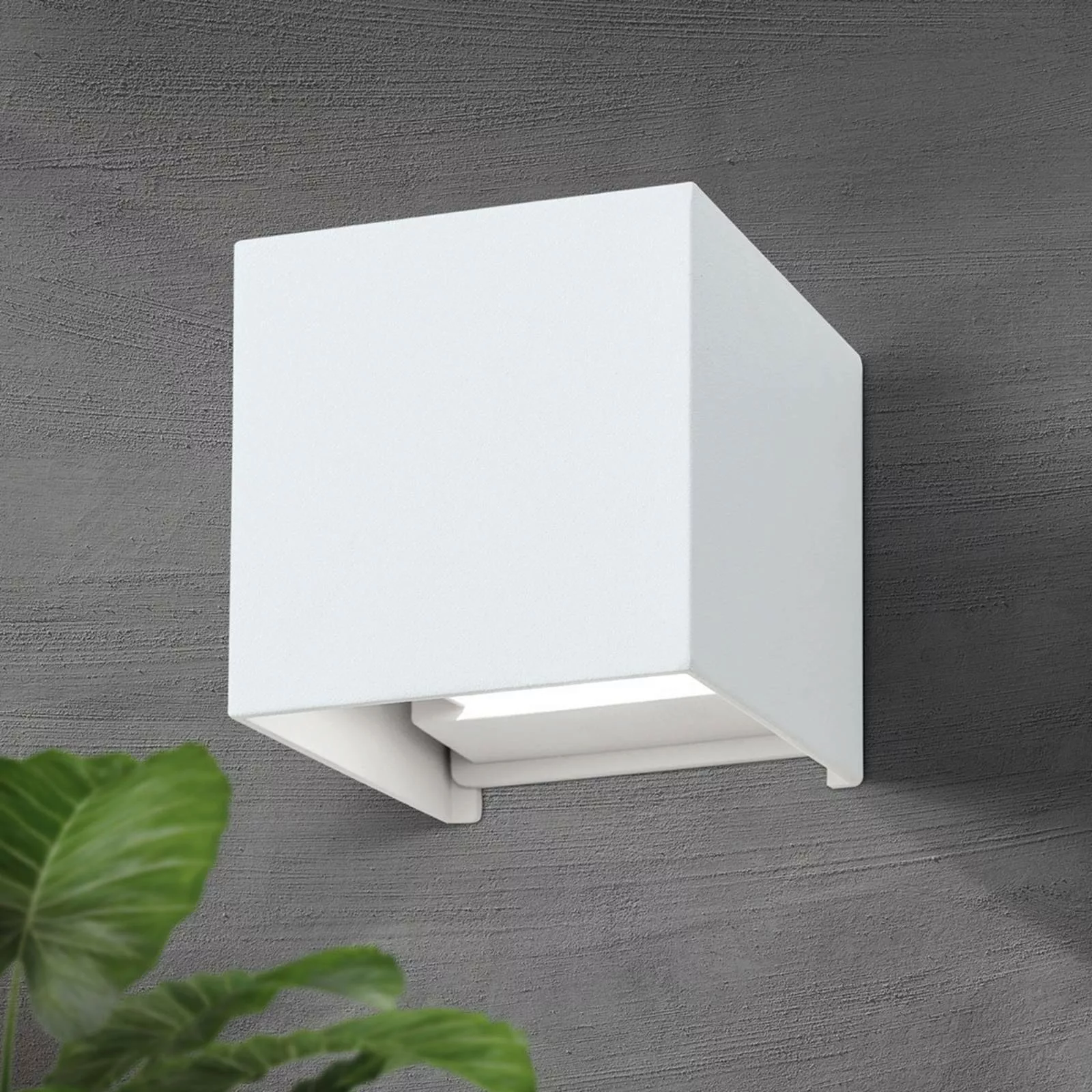 LED-Außenwandleuchte Cube, weiß, Metall, 10 cm, up/down günstig online kaufen