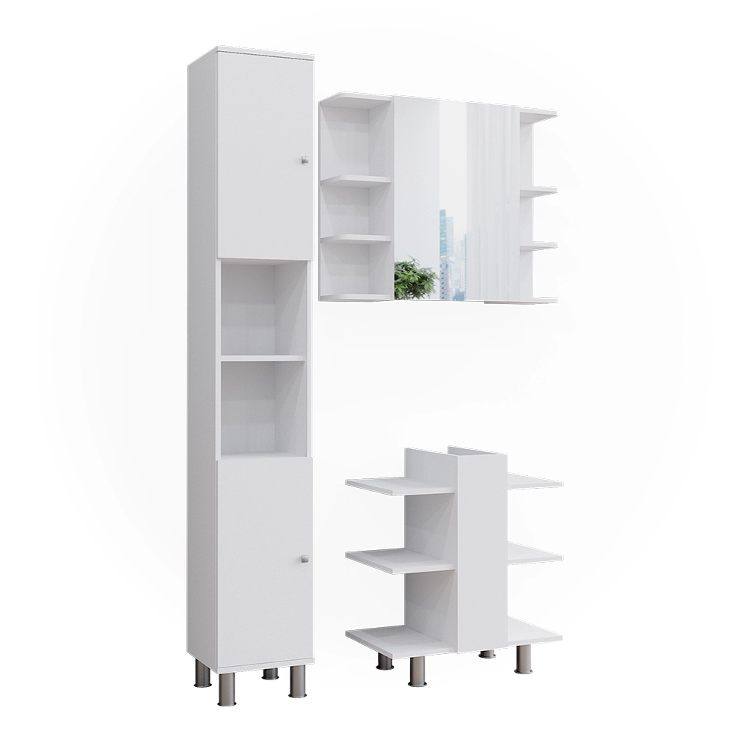 Vicco Badmöbel-Set Fynn, Weiß, 3 Teile, günstig online kaufen