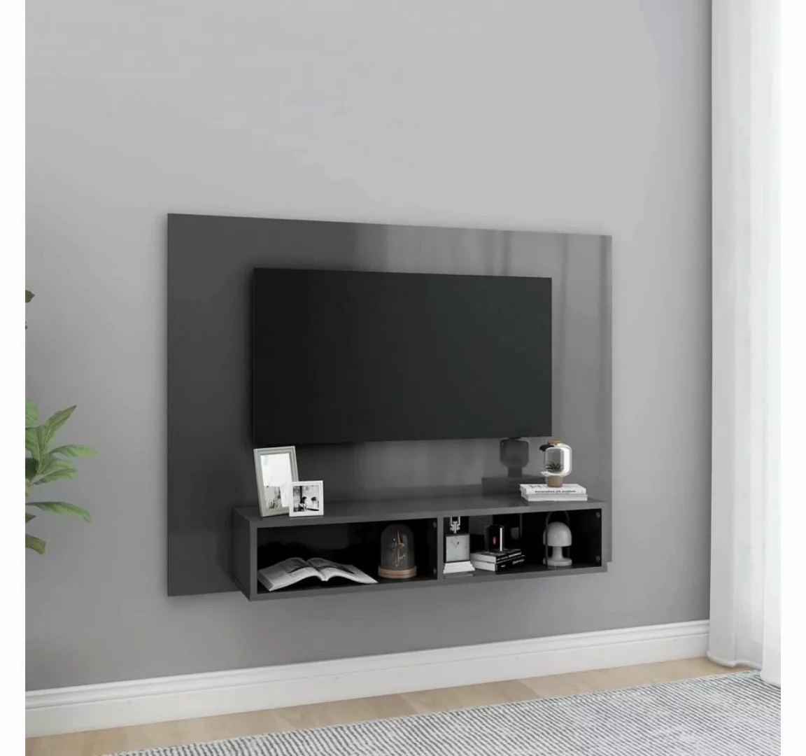vidaXL TV-Schrank TV-Wandschrank Hochglanz-Grau 120x23,5x90 cm Spanplatte günstig online kaufen