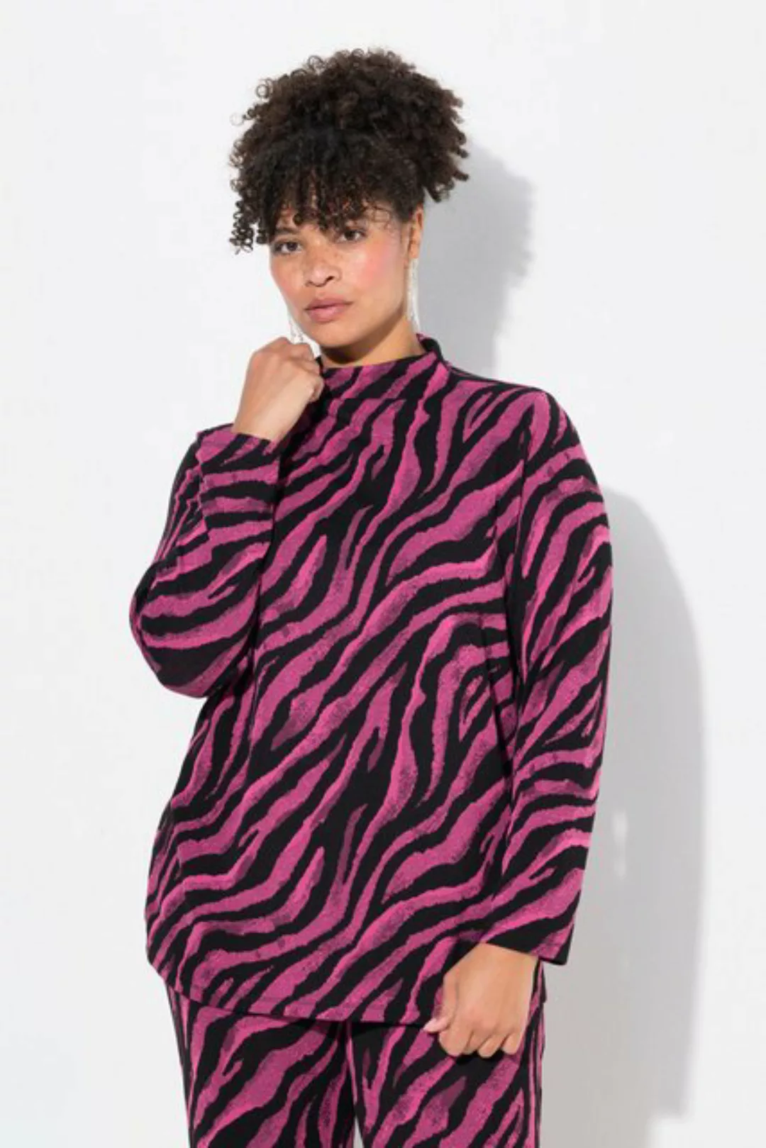 MIAMODA Sweatshirt Pullover Zebra Stehkragen Langarm günstig online kaufen