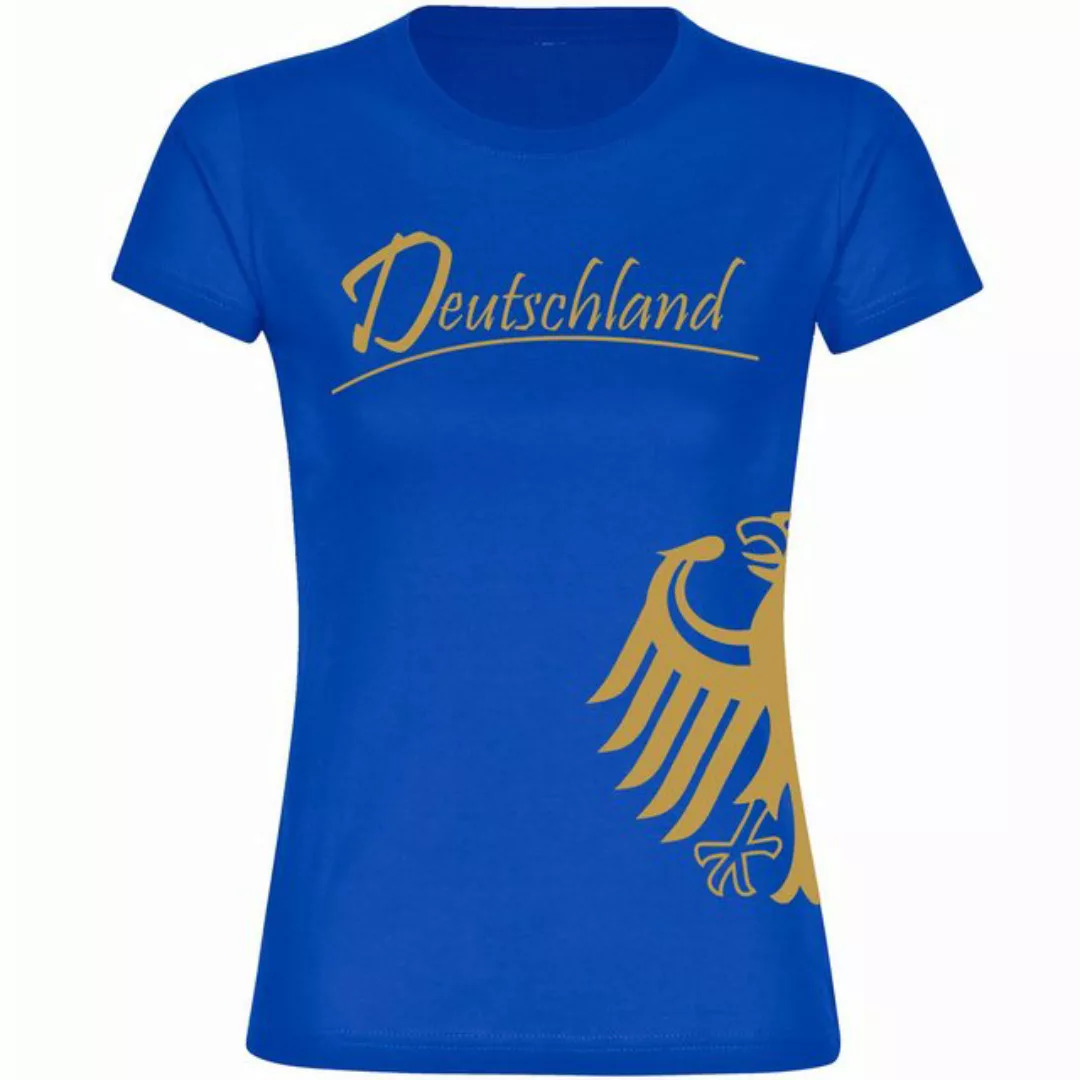 multifanshop T-Shirt Damen Deutschland - Adler seitlich Gold - Frauen günstig online kaufen