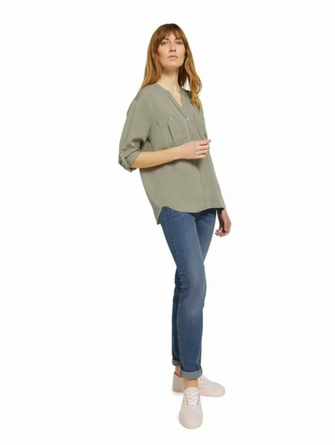 TOM TAILOR Klassische Bluse Lyocell Bluse mit Brusttasche günstig online kaufen