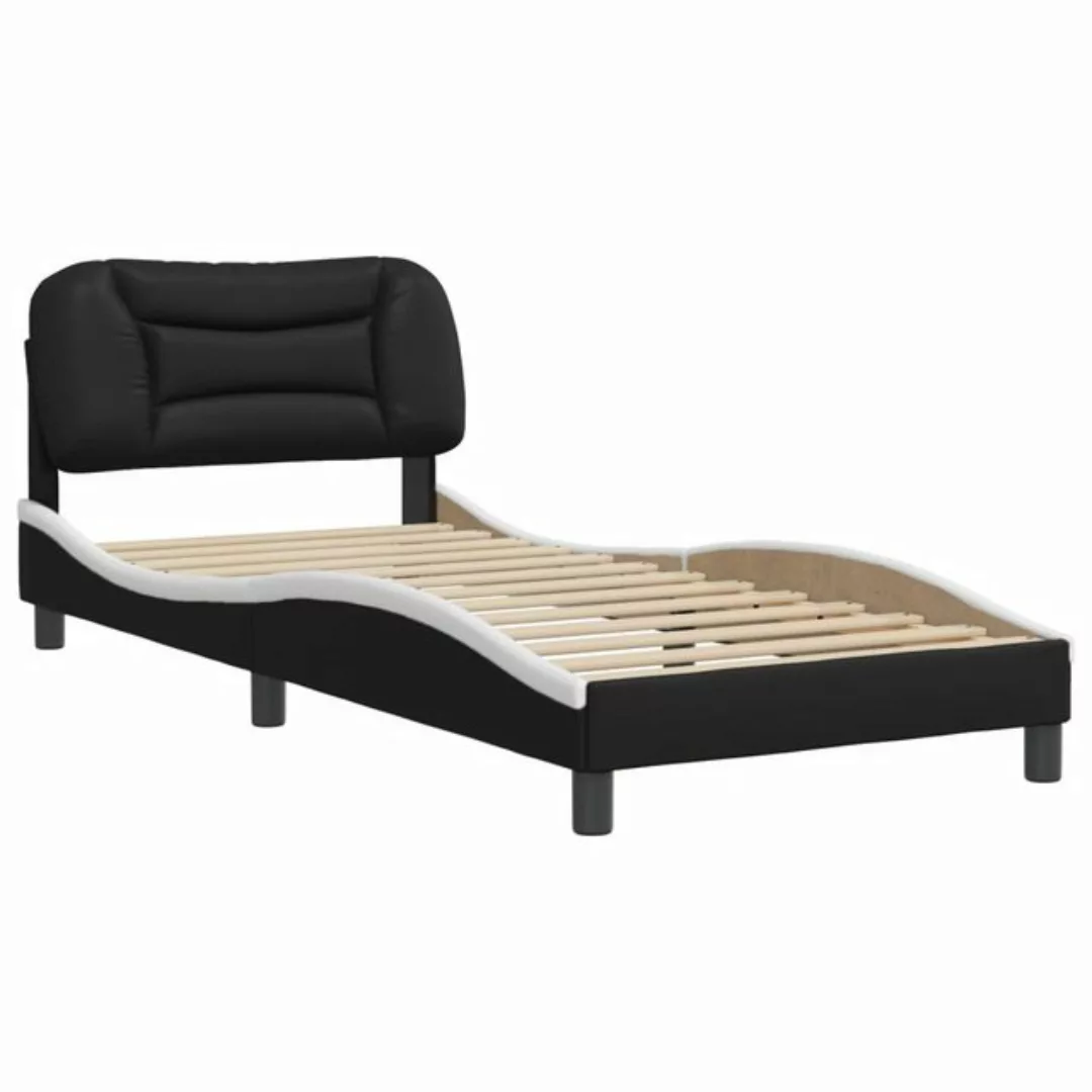 vidaXL Bett Bettgestell mit Kopfteil Schwarz und Weiß 80x200 cm Kunstleder günstig online kaufen