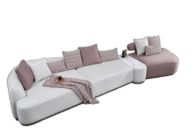 JVmoebel Big-Sofa Wohnlandschaft Stoffsofa Rosa Großes Sofa Polstersofa Mod günstig online kaufen