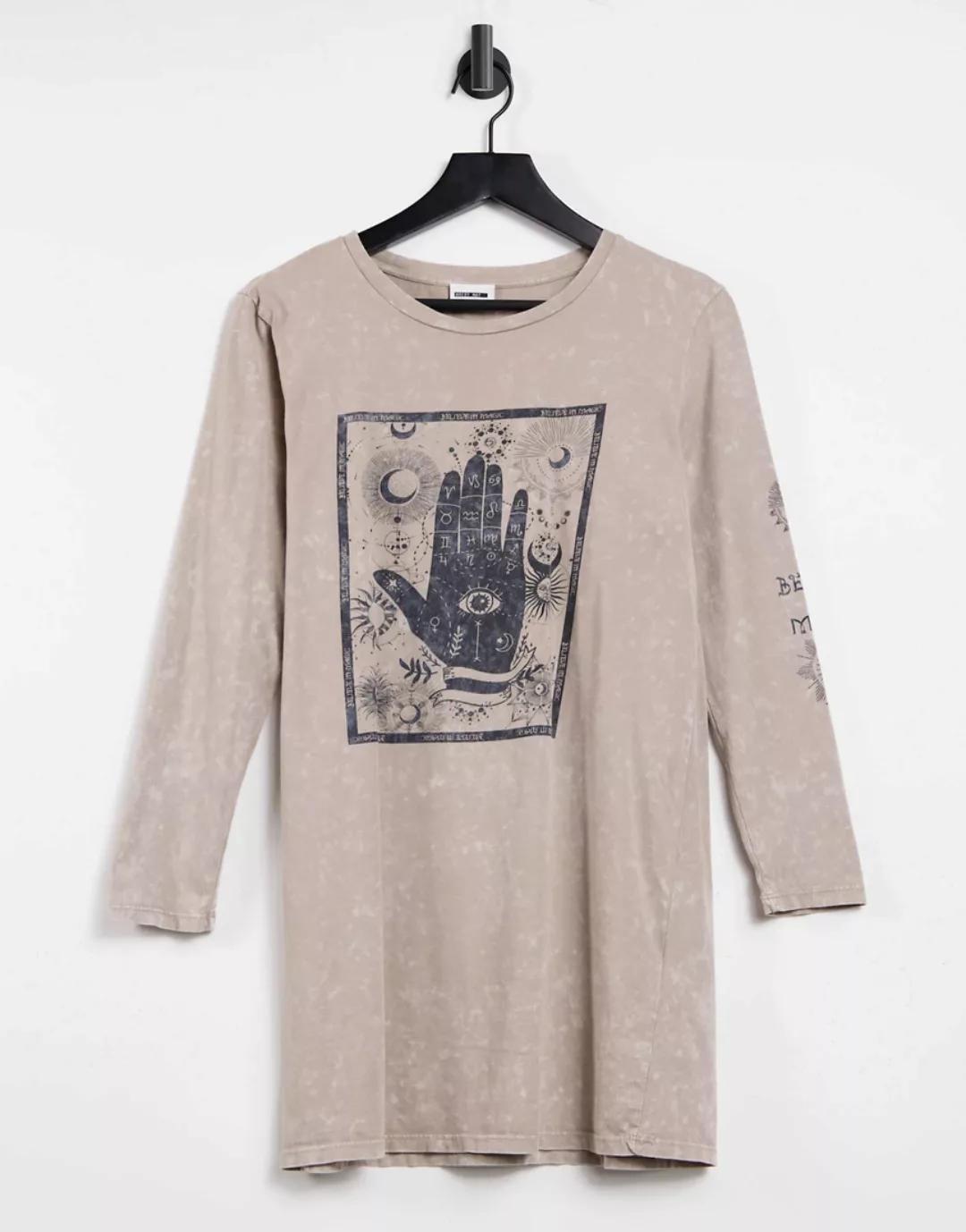 Noisy May – Langärmliges Oversize-Shirt mit Sternbildgrafik in verwaschenem günstig online kaufen