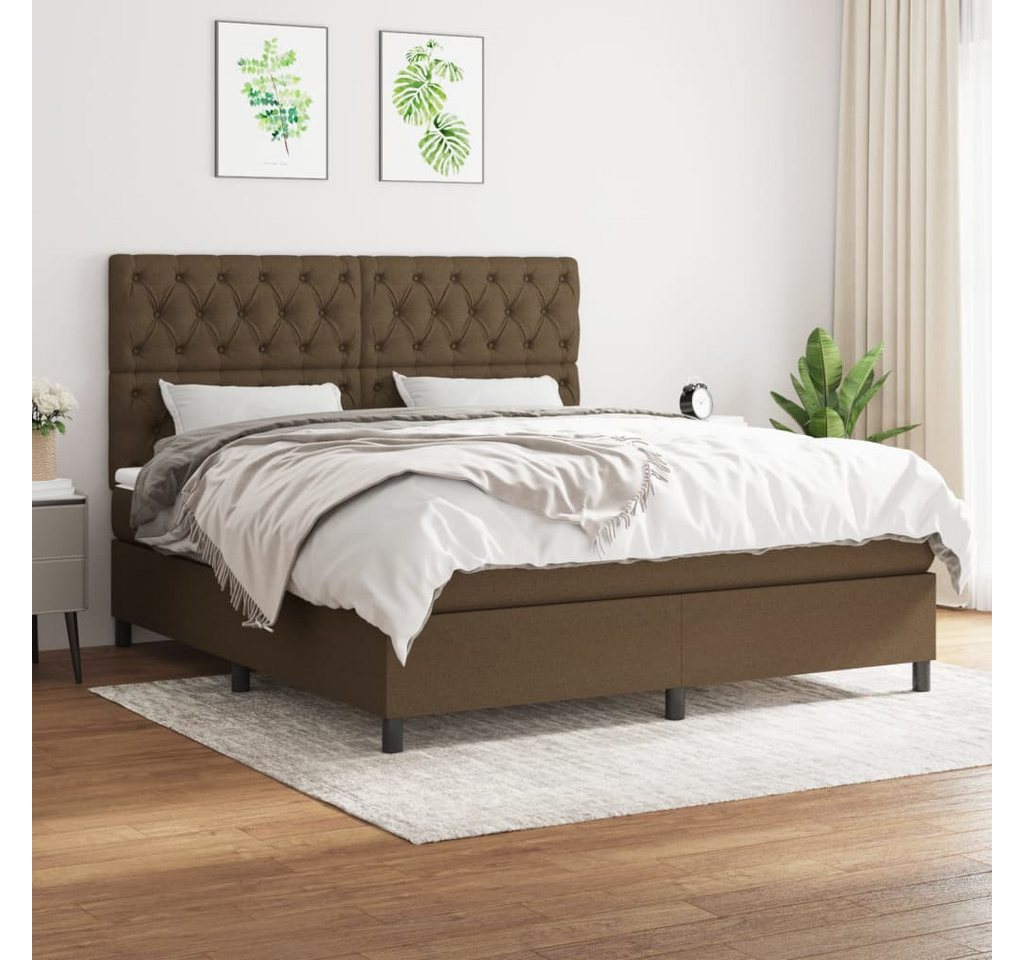 vidaXL Boxspringbett Boxspringbett mit Matratze Dunkelbraun 160x200 cm Stof günstig online kaufen