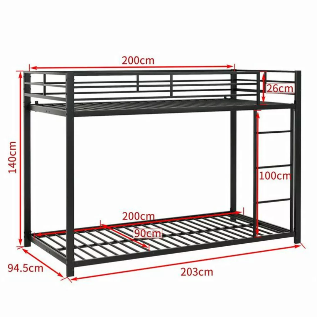 SOFTWEARY Etagenbett mit 2 Schlafgelegenheiten, Lattenrost und Leiter (90x2 günstig online kaufen