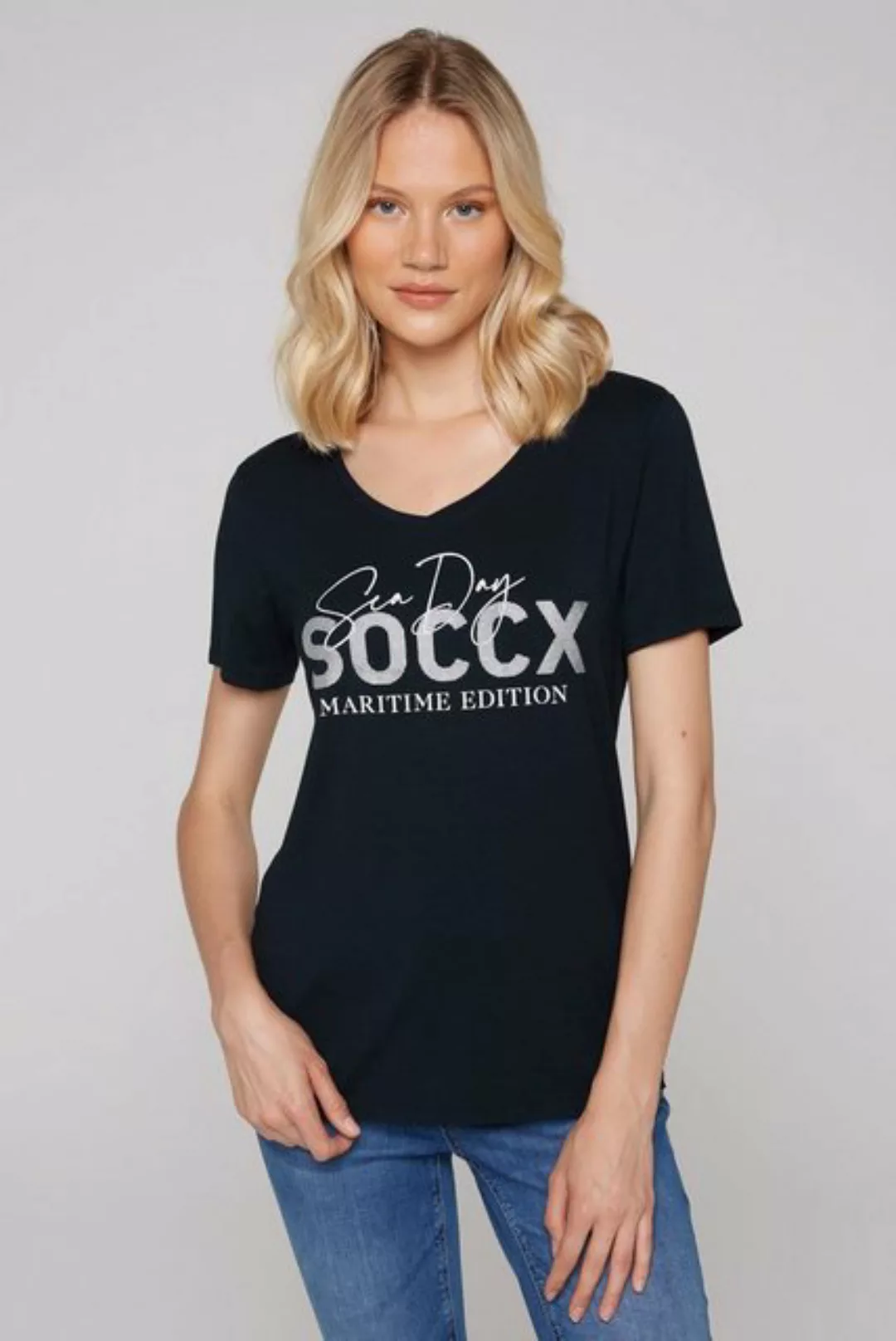 SOCCX Rundhalsshirt mit Necktape günstig online kaufen