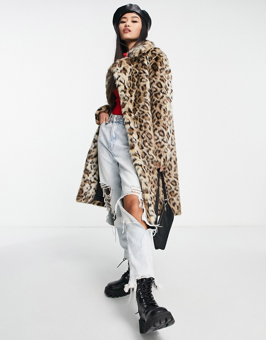 Urbancode – Mantel aus Kunstpelz mit Leopardenmuster-Bunt günstig online kaufen